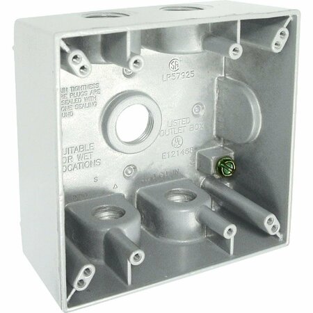 BELL Electrical Box, 31 cu in, Outlet Box, 2 Gang, Aluminum, Square 5337-1
